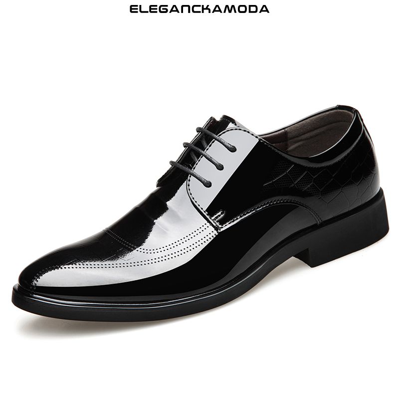 eleganckie męskie buty derby biznesowe skórzane buty wizytowe na co dzień pan młody czarny