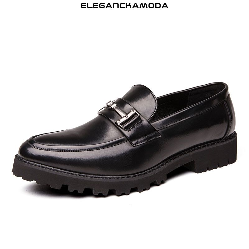 klasyczne męskie mokasyny biznesowe casualowe buty wyjściowe ślubne czarne