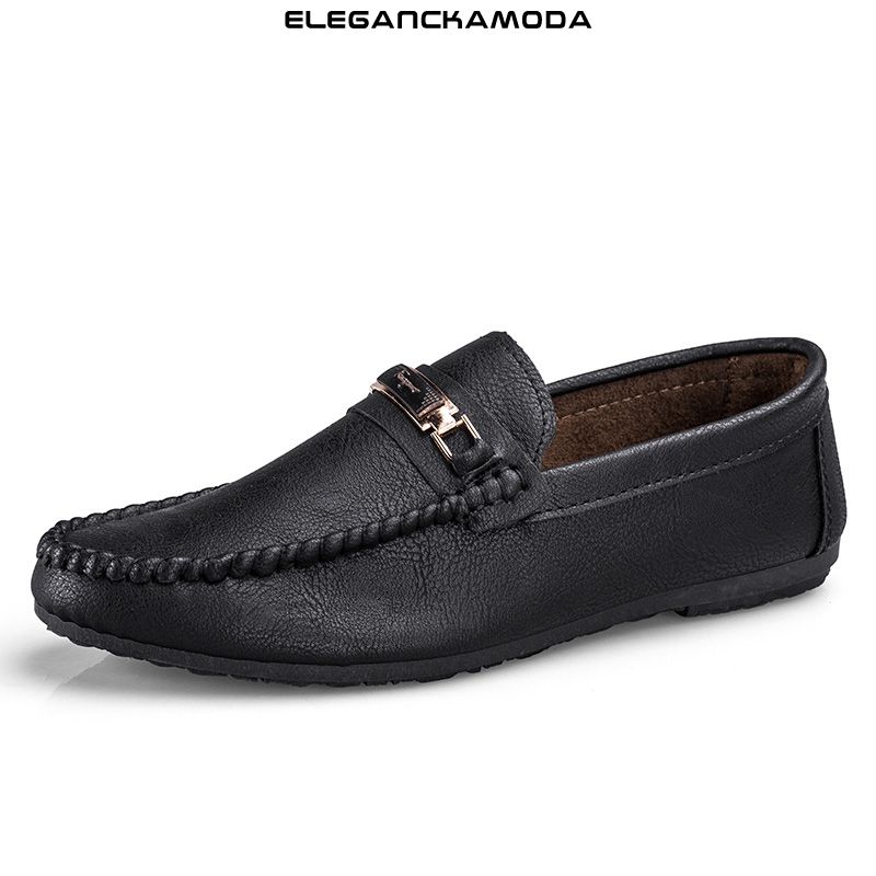 klasyczne mokasyny męskie skórzane buty wyjściowe swobodne i wygodne czarne