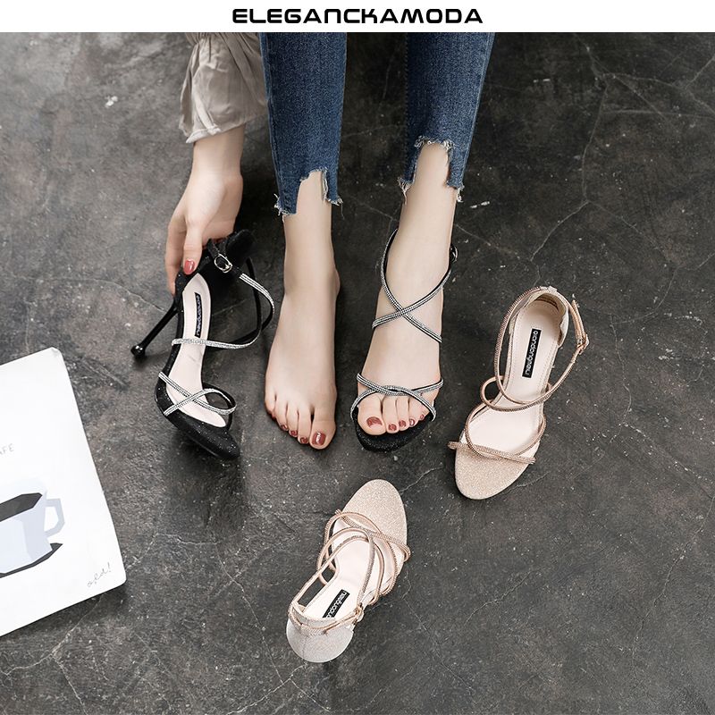 letnie buty ze strasem damskie sandały wodoodporne paski na platformie wysokie obcasy 10cm złote