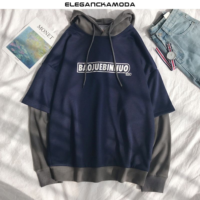 męska bluza z kapturem loose trend na wiosnę i jesień czarna