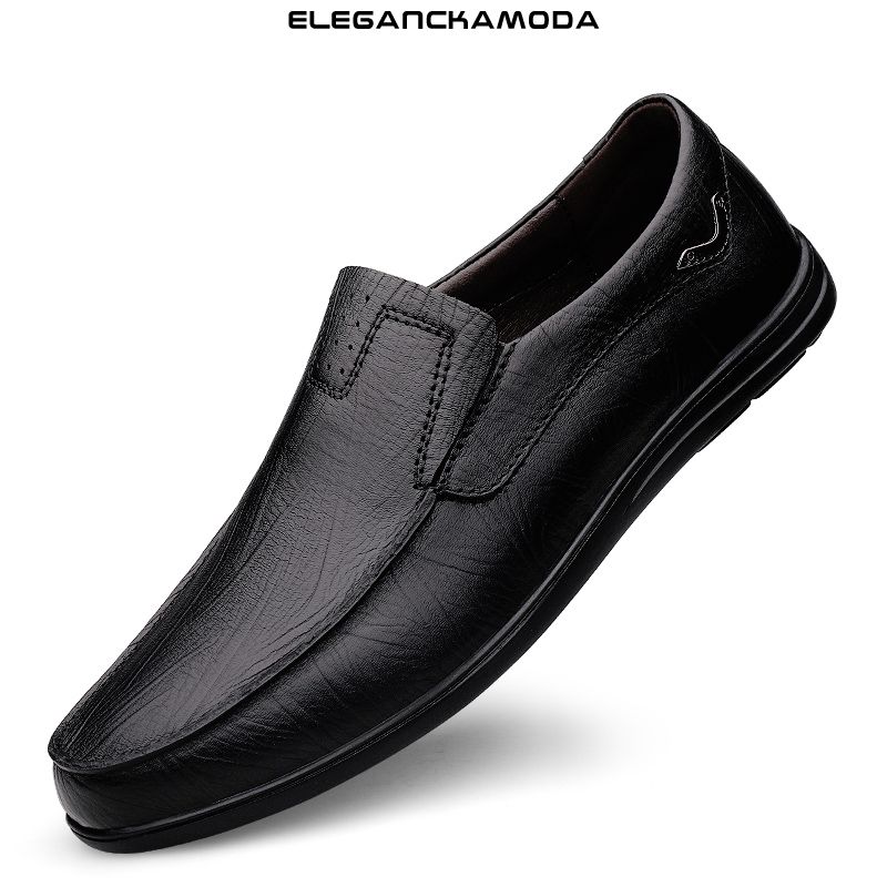 męskie mokasyny skórzane biznesowe casualowe buty wyjściowe z miękkiej skóry jazdy podróżnej czarne