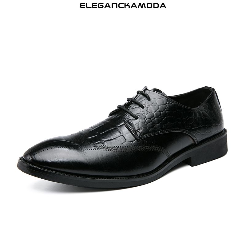 modne męskie buty brock derby wytłaczane buty wyjściowe casual wygodne czarne