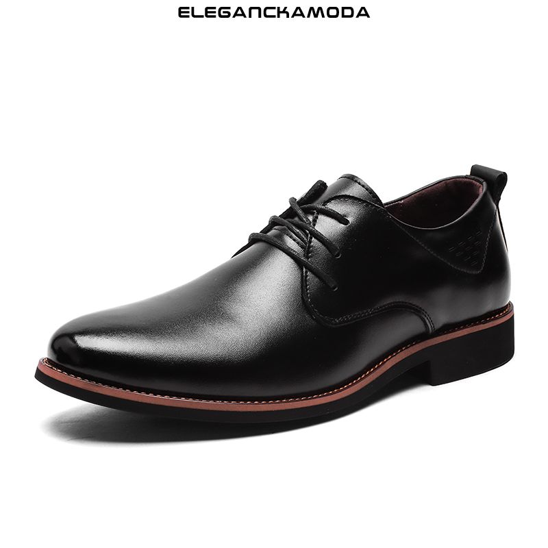 modne męskie buty derby chukka pointed toe business casual groom czarny