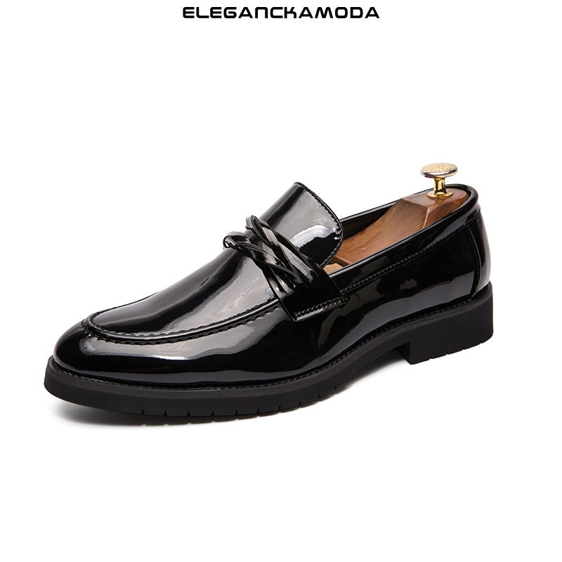 nowe męskie mokasyny casualowe buty biznesowe trend czarne