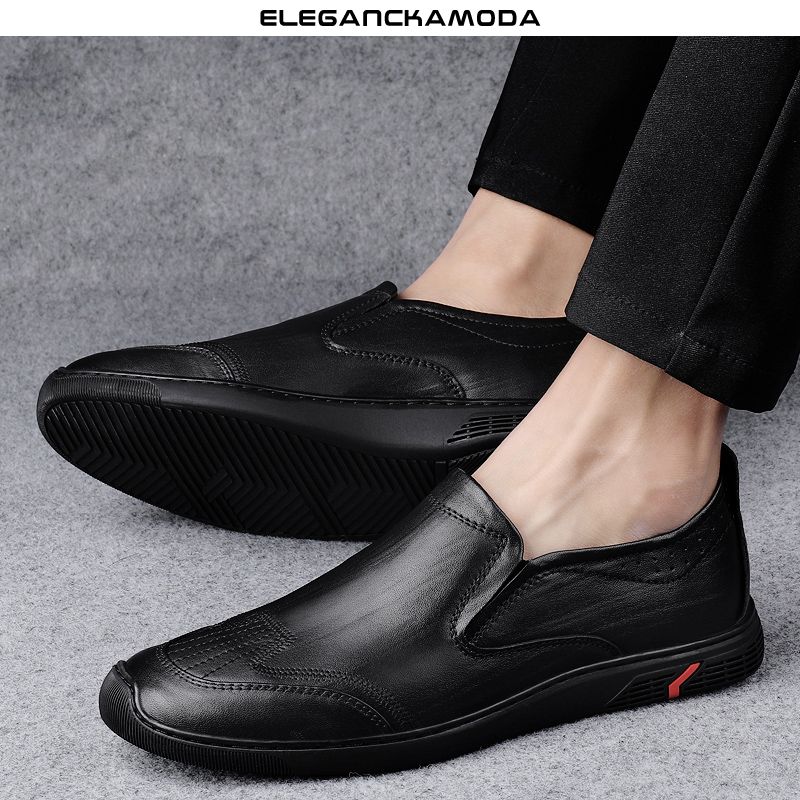 spersonalizowane męskie mokasyny skórzane buty wizytowe biznesowe na co dzień wygodne w prowadzeniu czarne