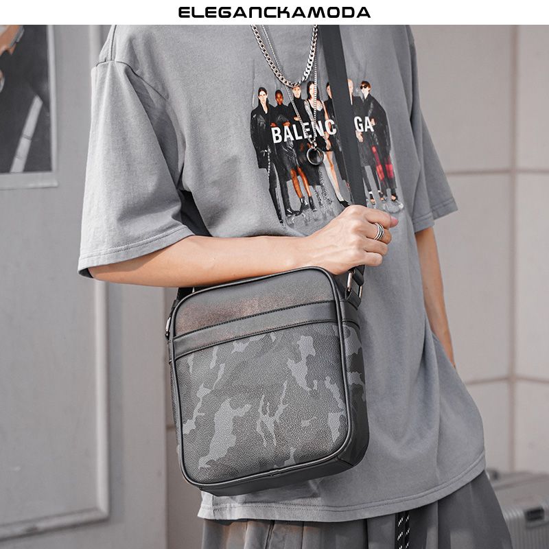 trend w modzie torba na ramię ze skóry camouflage czarna